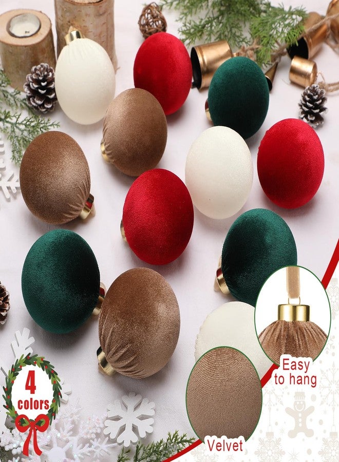 مجموعة زينة عيد الميلاد من سيمجوينج، 12 قطعة، كرات مخملية محايدة، 3.15 بوصة، كرات مخملية مزينة بألوان الزمرد الأخضر والأحمر والبني والأبيض، زينة عصرية لشجرة عيد الميلاد وإكليل الزهور المنزلي - Image 5